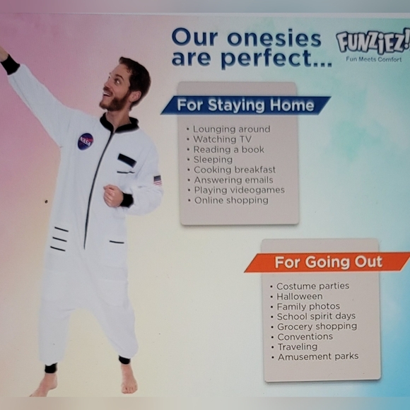NWT FUNZIEZ! OUTER SPACE ALIEN ONESIE ASTRONAUT ONE PIECE COSTUME - Picture 5 of 11